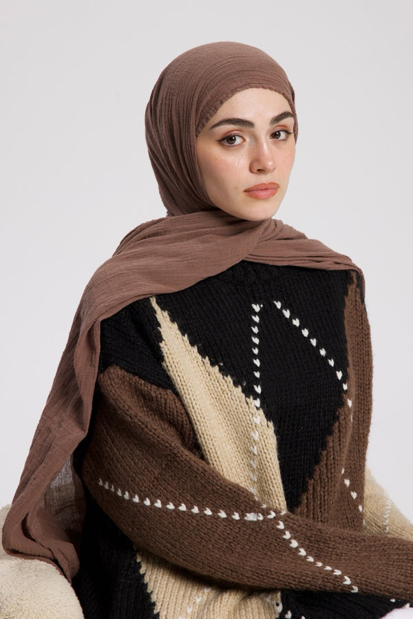 Crinkle Essence Şal Vintage Brown