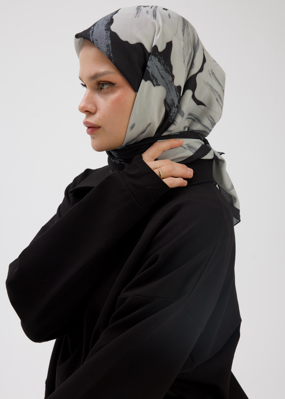 UBÇ Desen Soft Bambu Eşarp Siyah