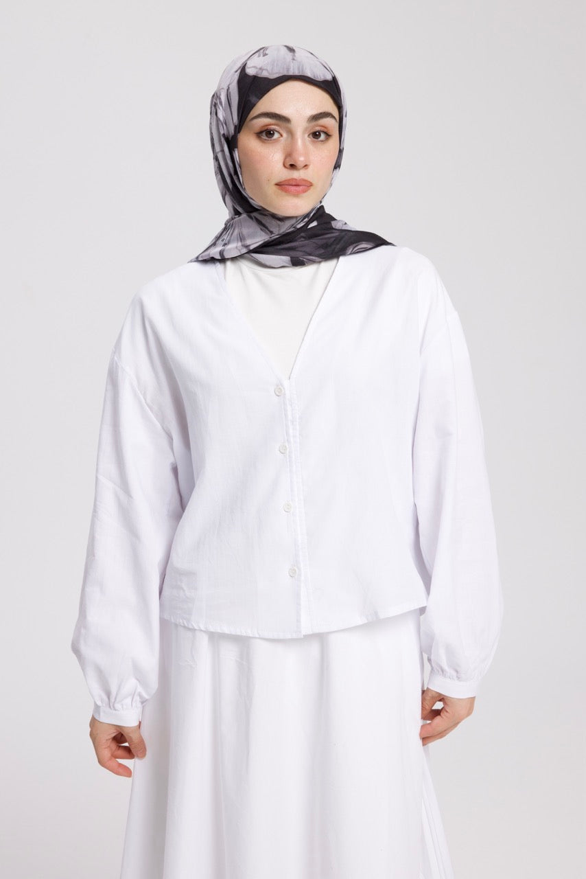 Vual Gömlek Kolu Astarlı Beyaz