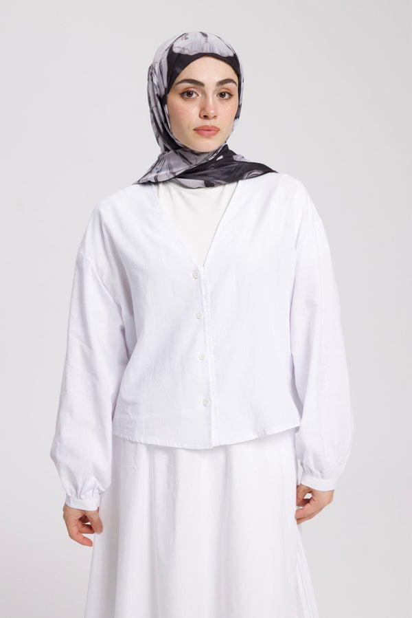 Vual Gömlek Kolu Astarlı Beyaz
