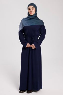 Dik Yaka 140 CM Elbise Lacivert