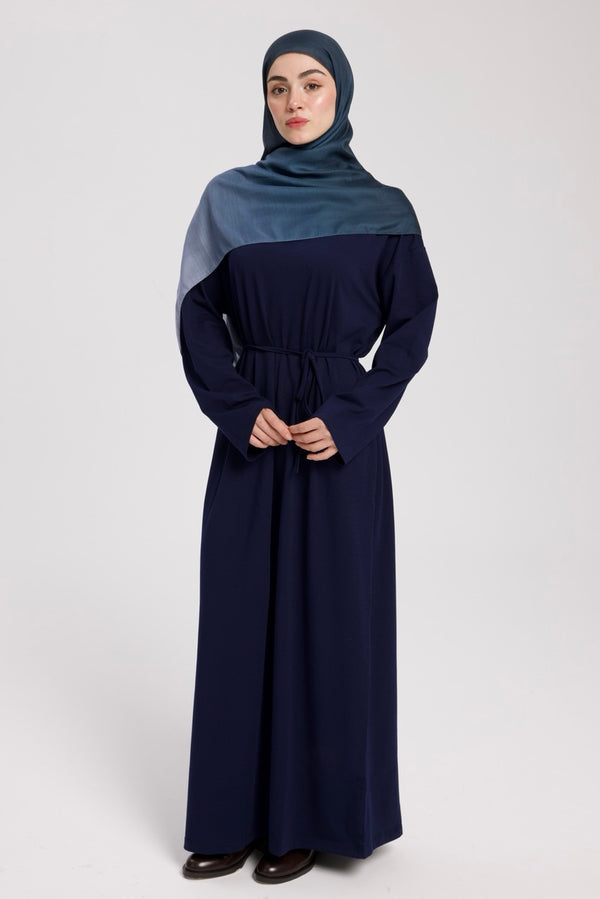 Dik Yaka 140 CM Elbise Lacivert