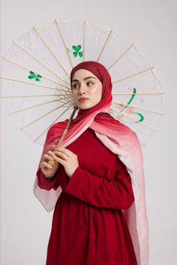 Degrade Soft Bambu Şal Kızıl Bordo