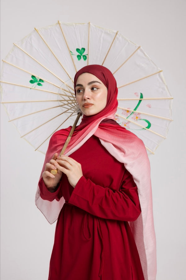 Degrade Soft Bambu Şal Kızıl Bordo