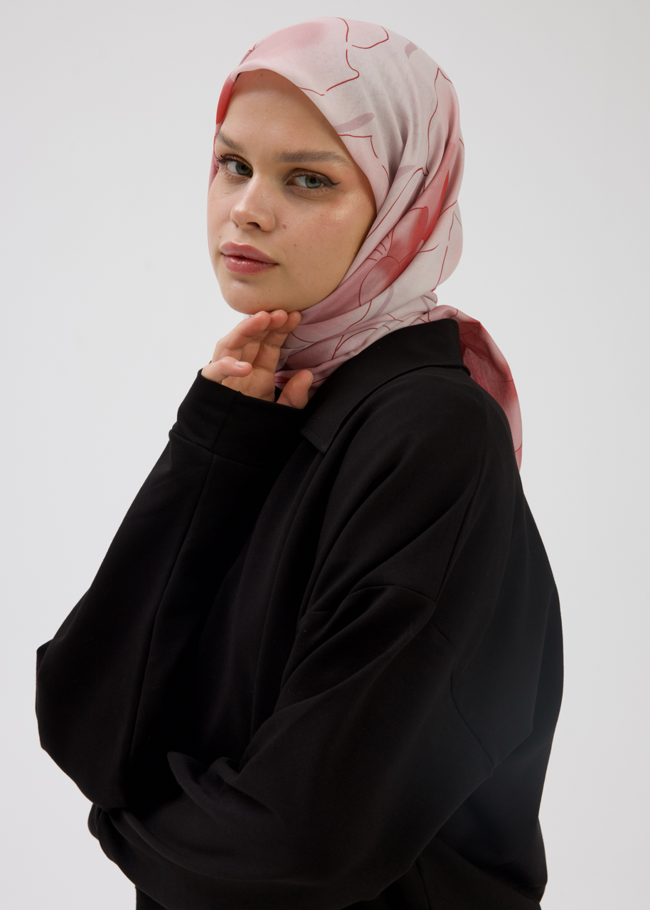 Orkide Desen Soft Bambu Eşarp Bordo