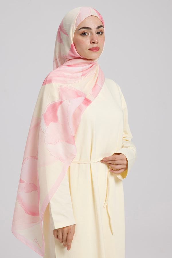 Lale Desen Soft Bambu Şal Pembe