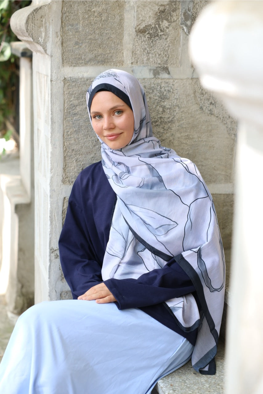 Manolya Desen Soft Bambu Şal Mavi