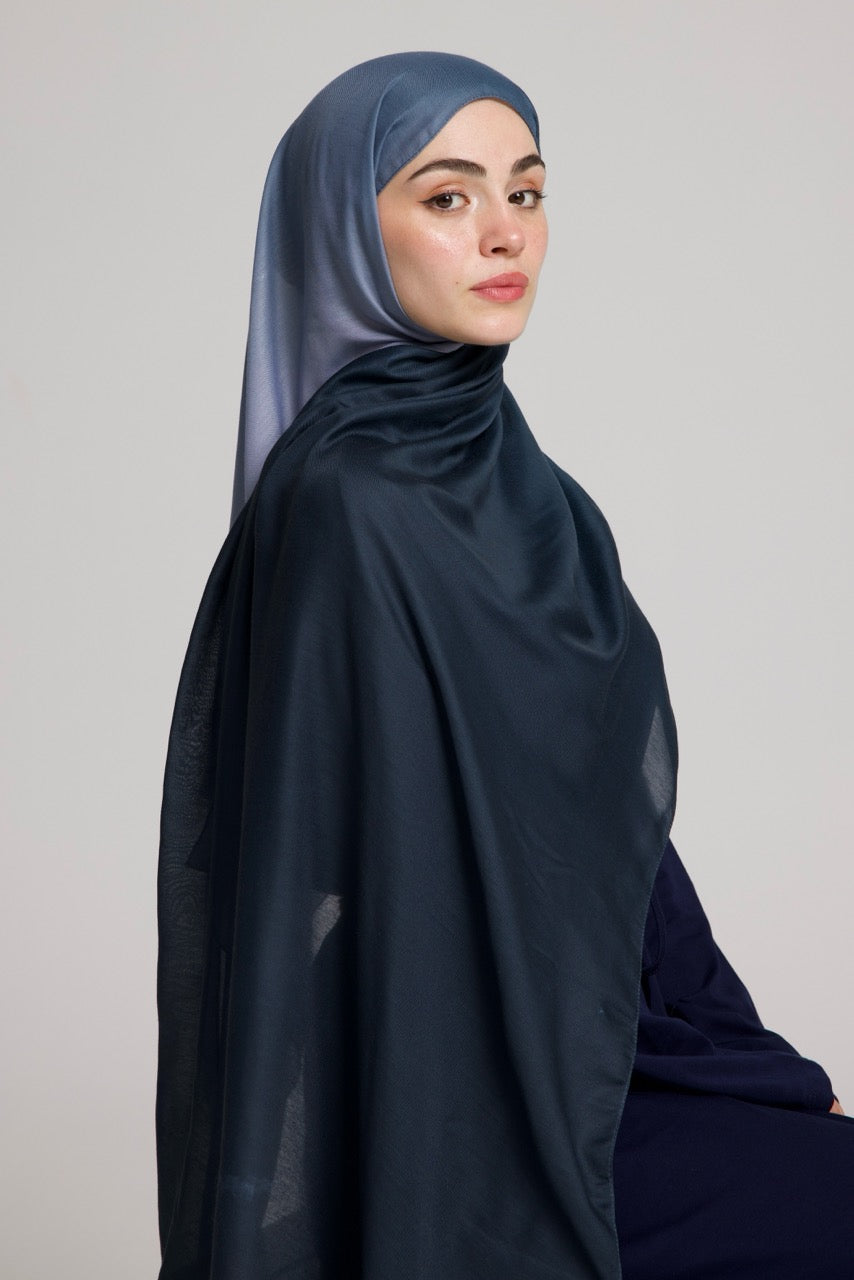 Degrade Soft Bambu Şal Lacivert