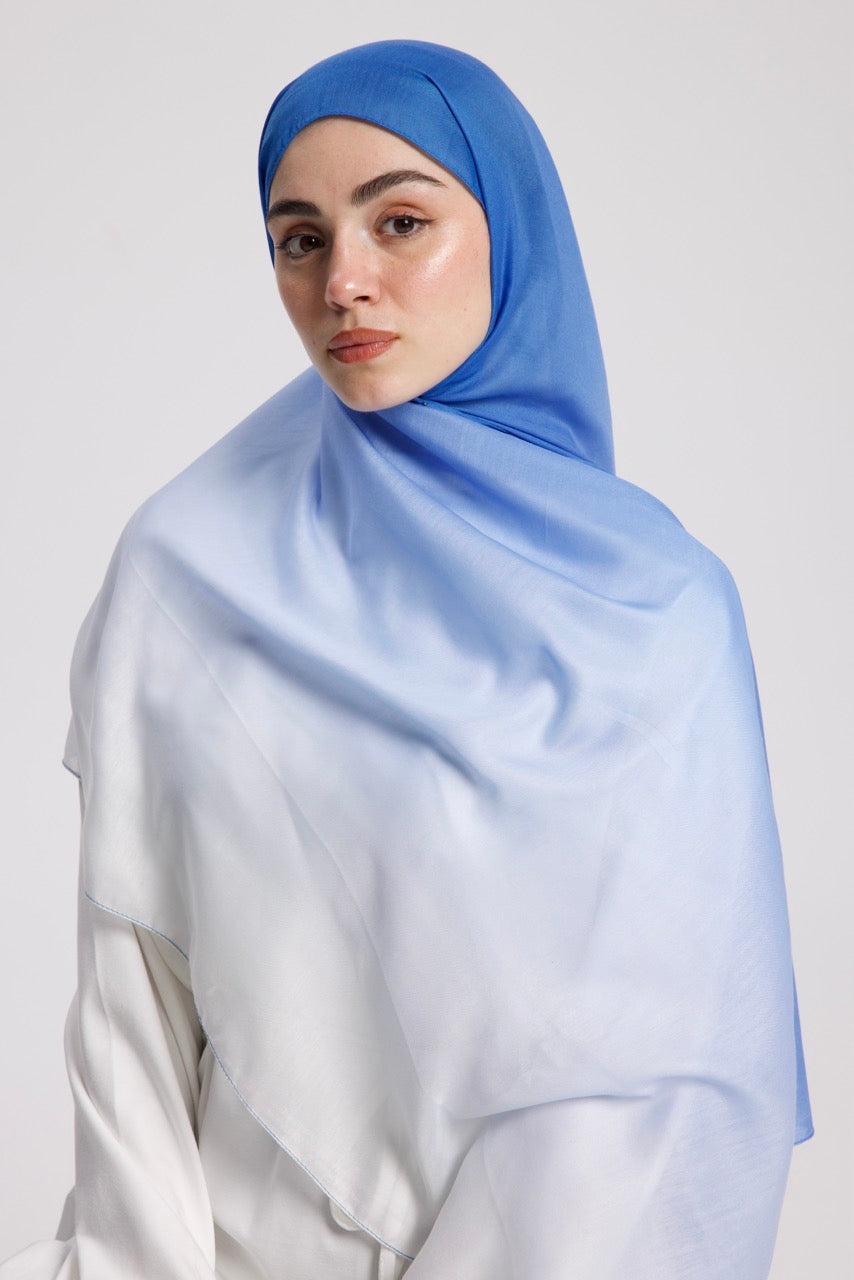 Degrade Soft Bambu Şal Mavi