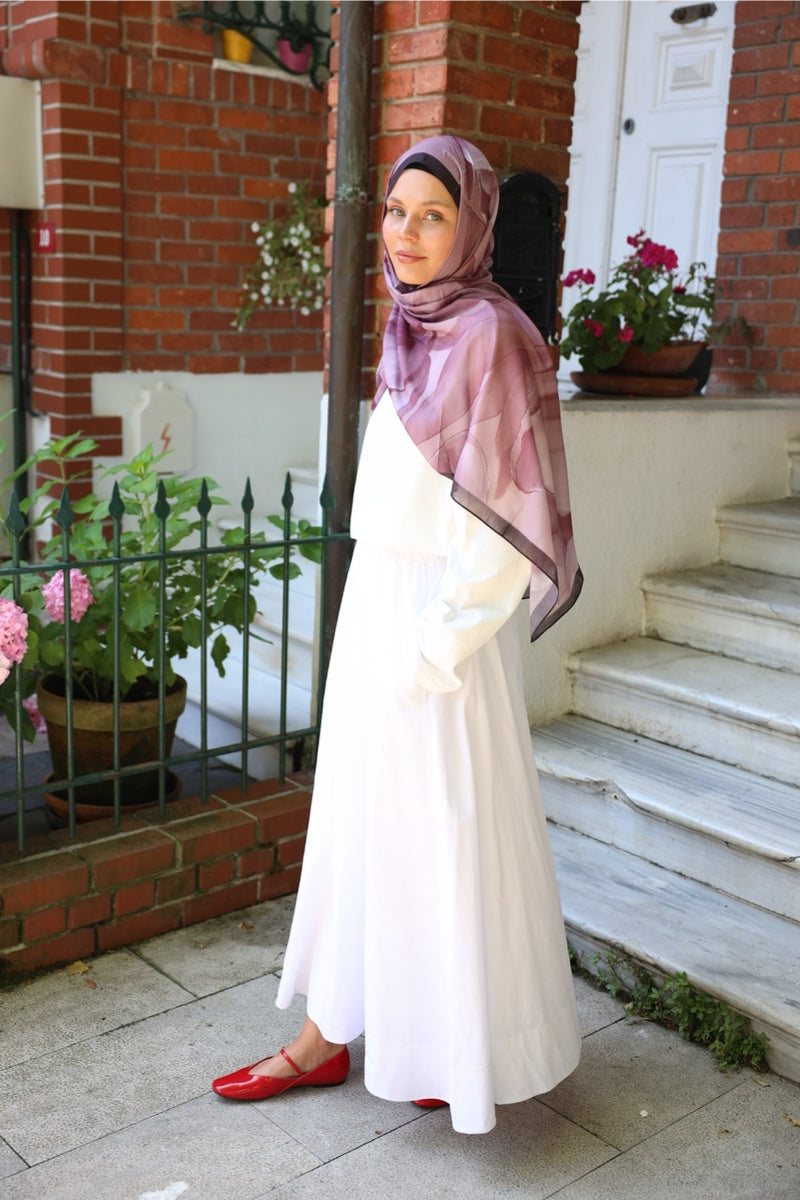 Lale Desen Soft Bambu Şal Mürdüm