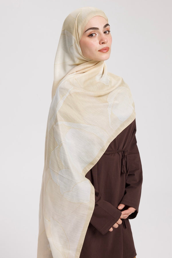 Lale Desen Soft Bambu Şal Tereyağı Sarısı