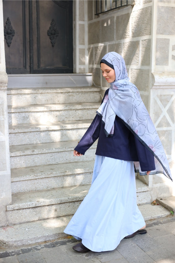 Düz Cepli Poplin Etek-103CM Bebek Mavi
