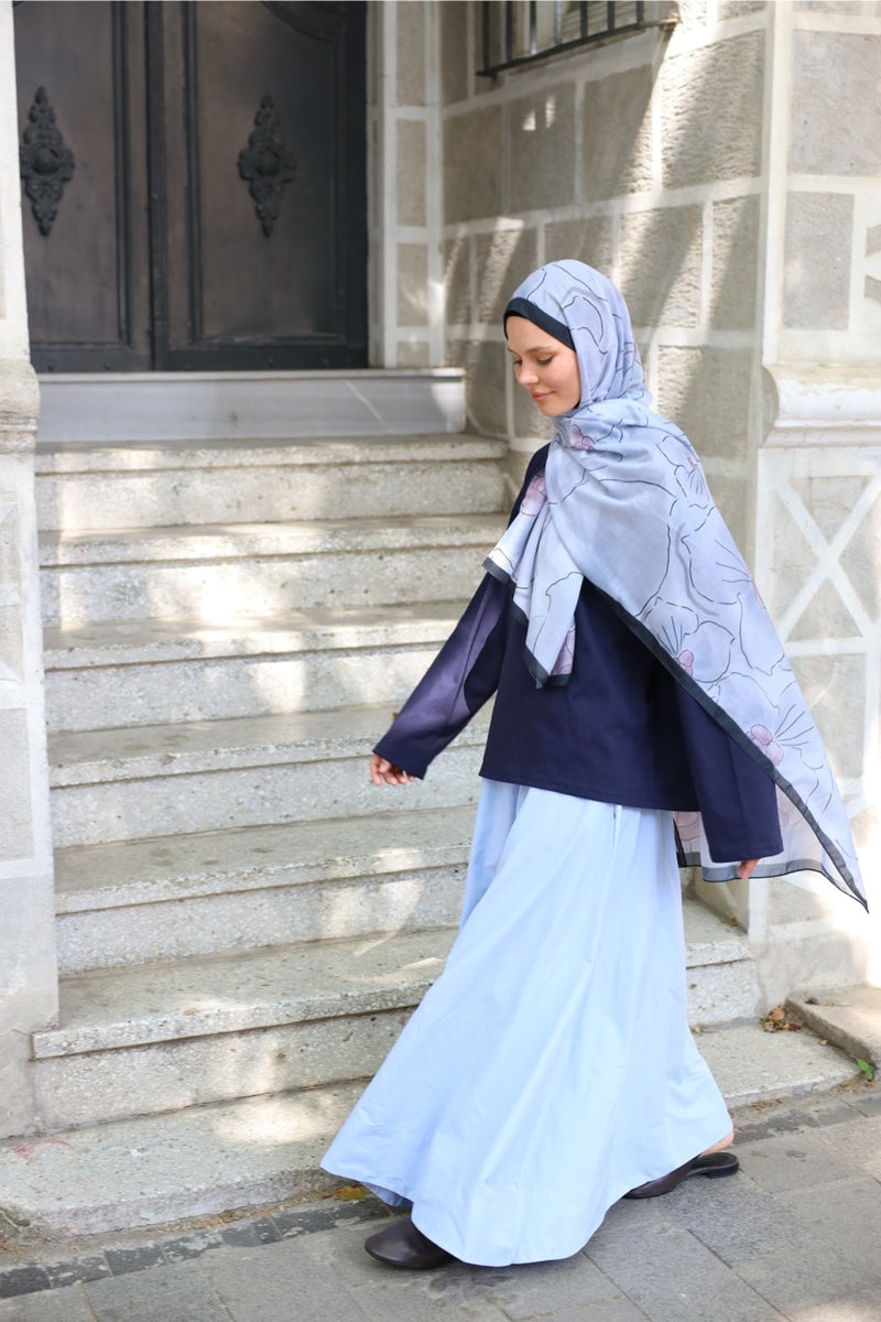 Düz Cepli Poplin Etek-103CM Bebek Mavi