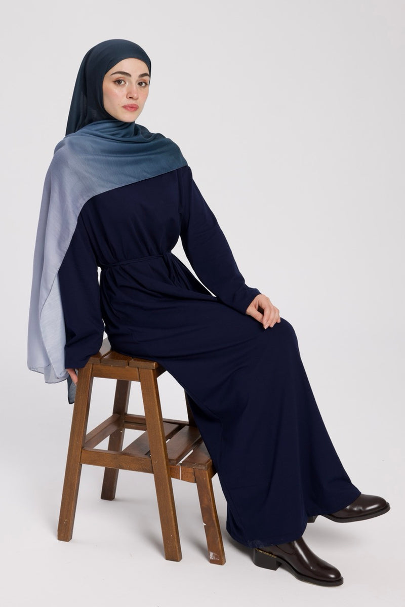 Dik Yaka 140 CM Elbise Lacivert