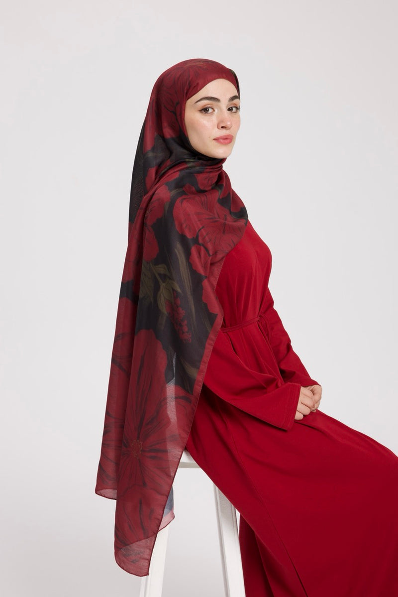 Dik Yaka 140 CM Elbise Bordo