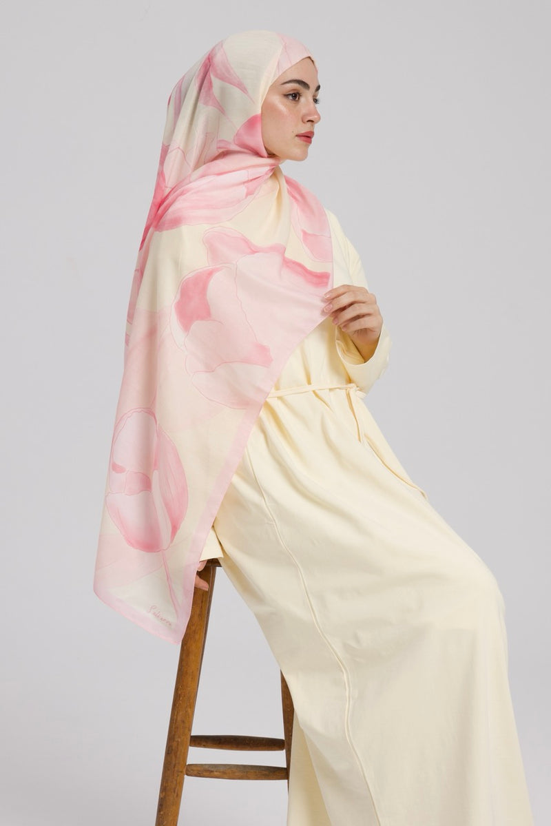 Lale Desen Soft Bambu Şal Pembe