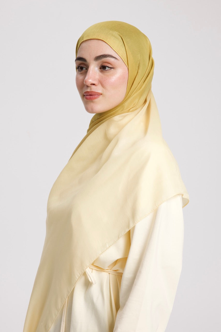Degrade Soft Bambu Şal Tereyağı Sarısı Zeytin Yeşili
