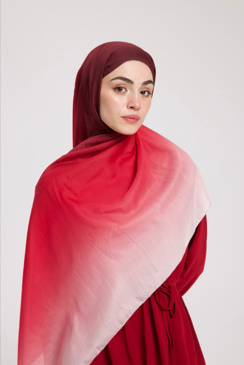 Degrade Soft Bambu Şal Kızıl Bordo
