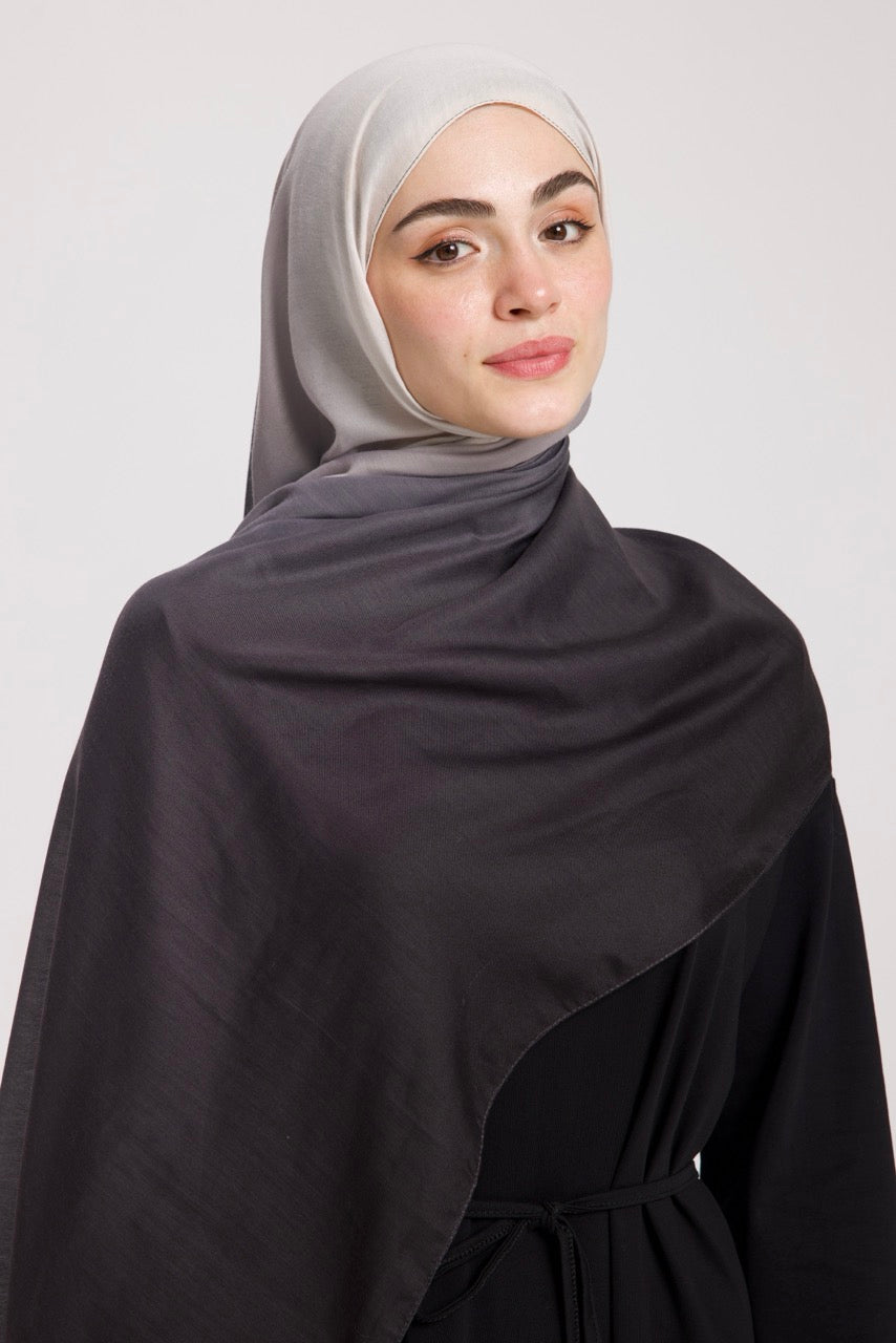 Degrade Soft Bambu Şal Siyah Beyaz