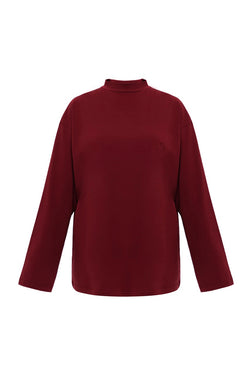 Dik Yaka Uzun Kollu Body Bordo
