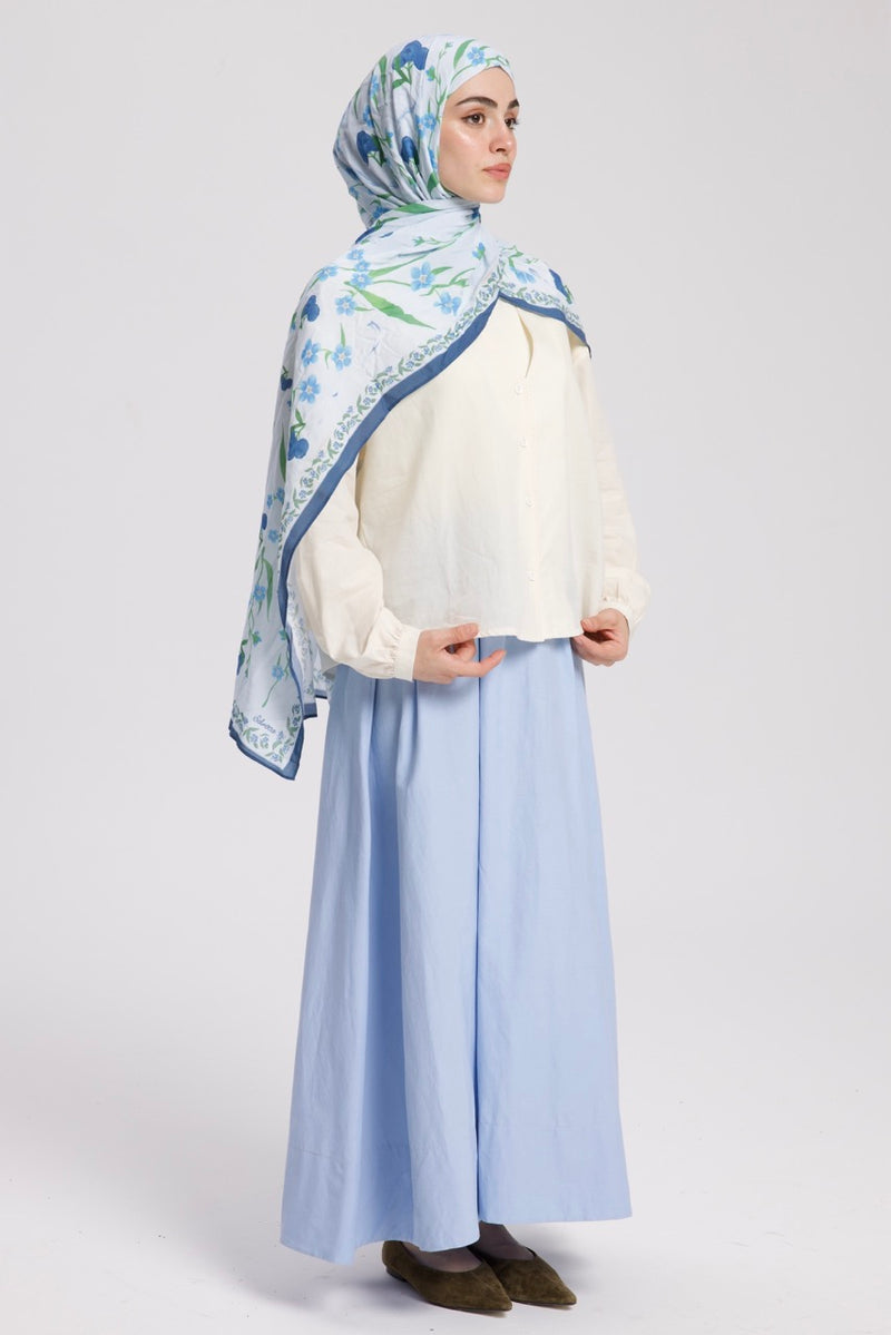 Düz Cepli Poplin Etek-103CM Bebek Mavi