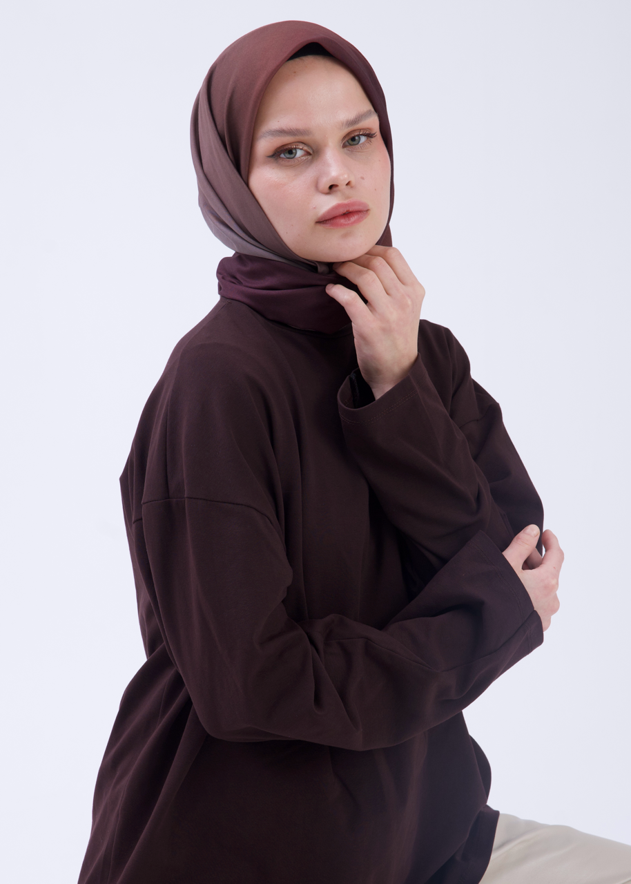 Degrade Soft Bambu Eşarp Kahverengi Bej