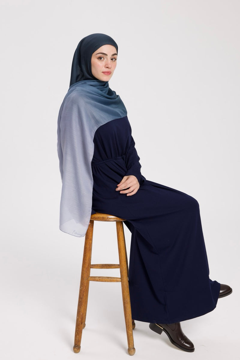 Dik Yaka 140 CM Elbise Lacivert