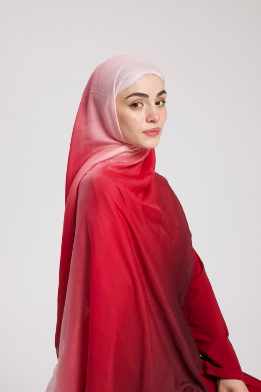 Degrade Soft Bambu Şal Kızıl Bordo