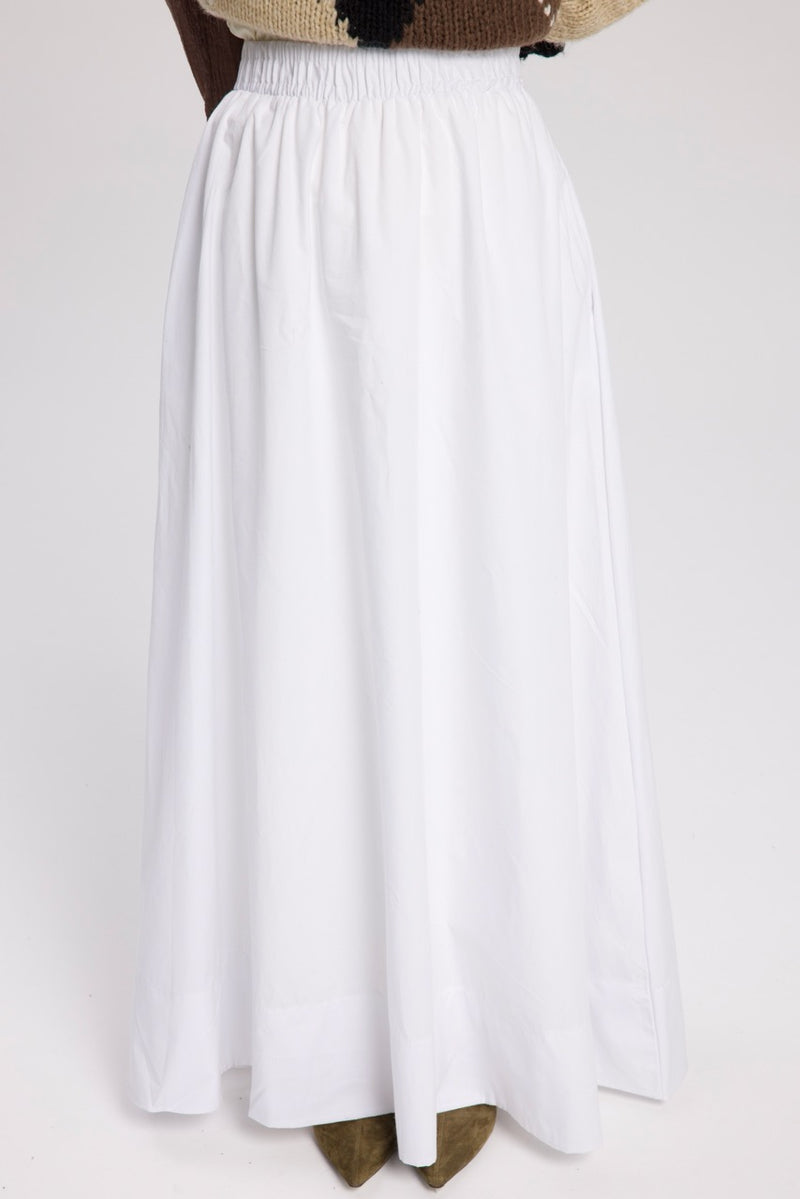 Düz Cepli Poplin Etek-Astarlı 103CM Beyaz