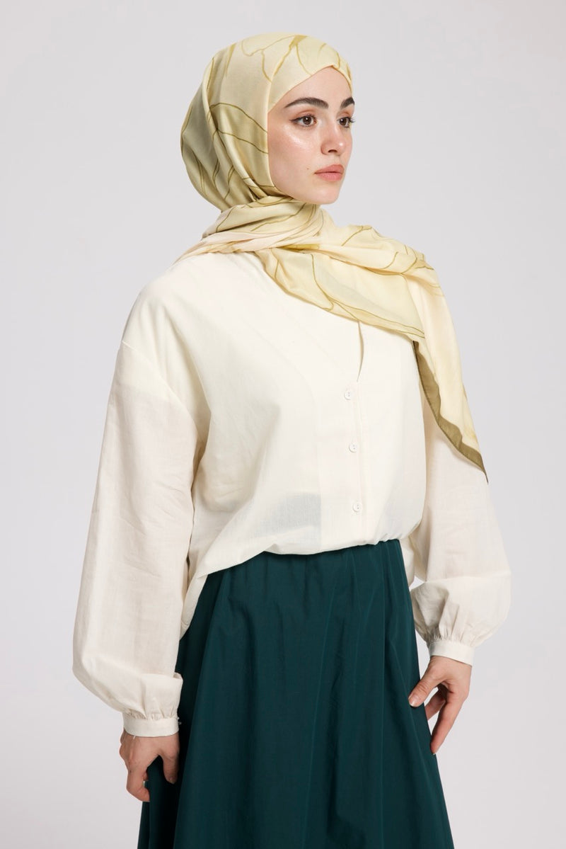 Düz Cepli Poplin Etek-103CM Zümrüt