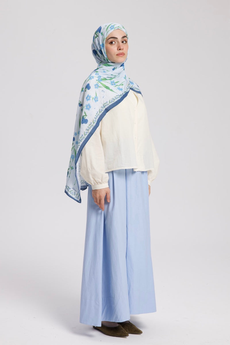 Düz Cepli Poplin Etek-103CM Bebek Mavi