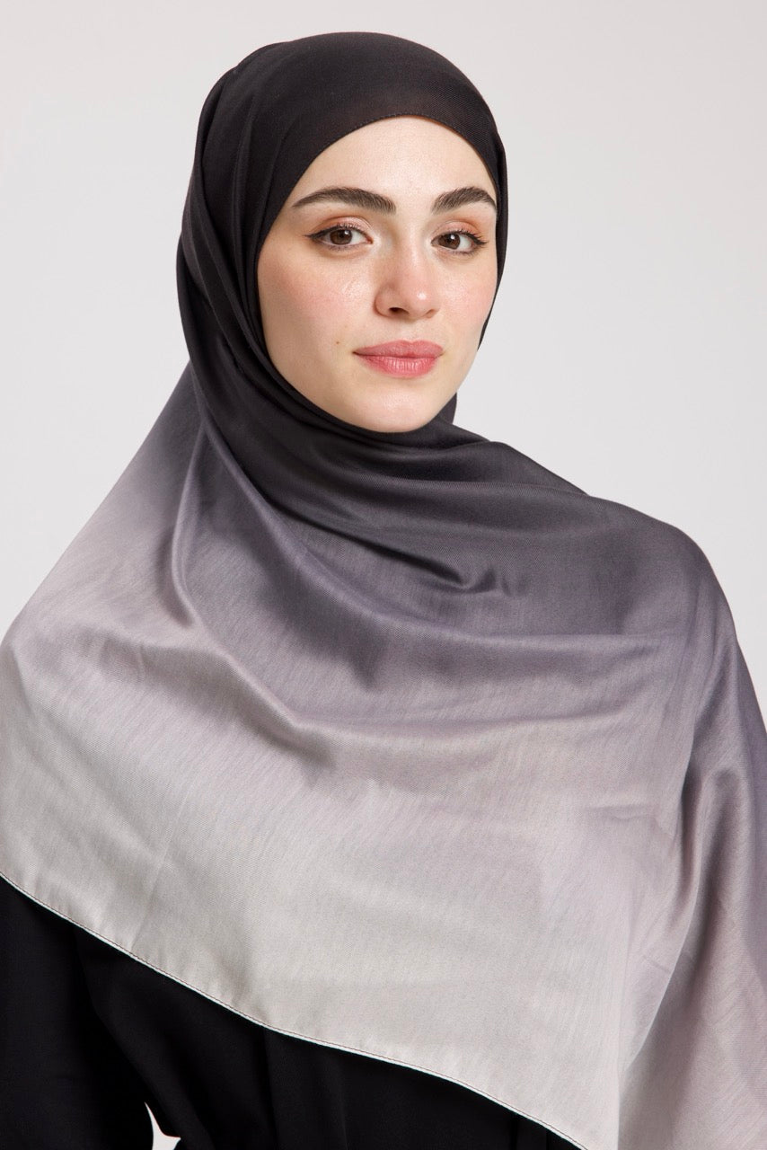 Degrade Soft Bambu Şal Siyah Beyaz