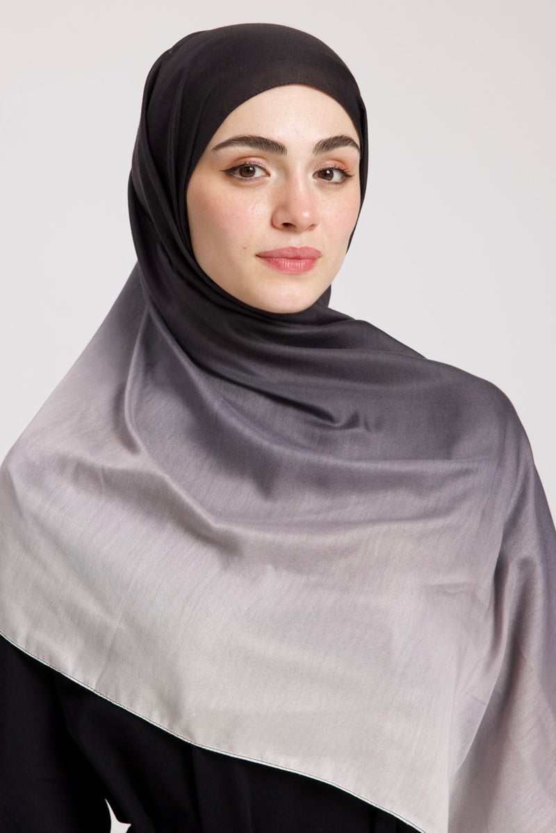 Degrade Soft Bambu Şal Siyah Beyaz