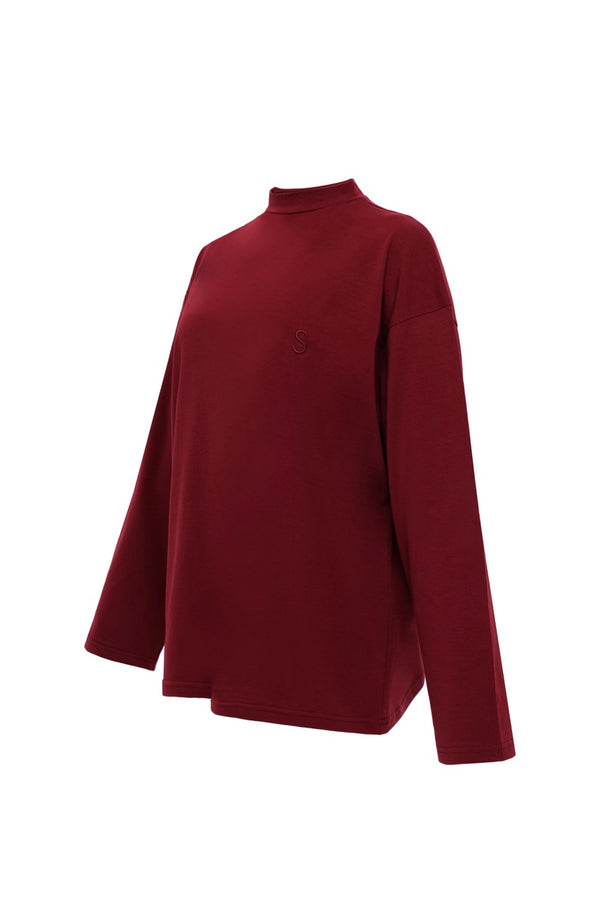 Dik Yaka Uzun Kollu Body Bordo