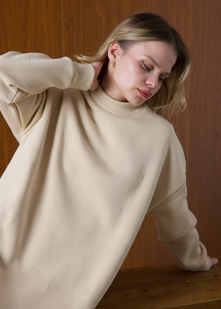 Comfy Sweat Elbise Bej