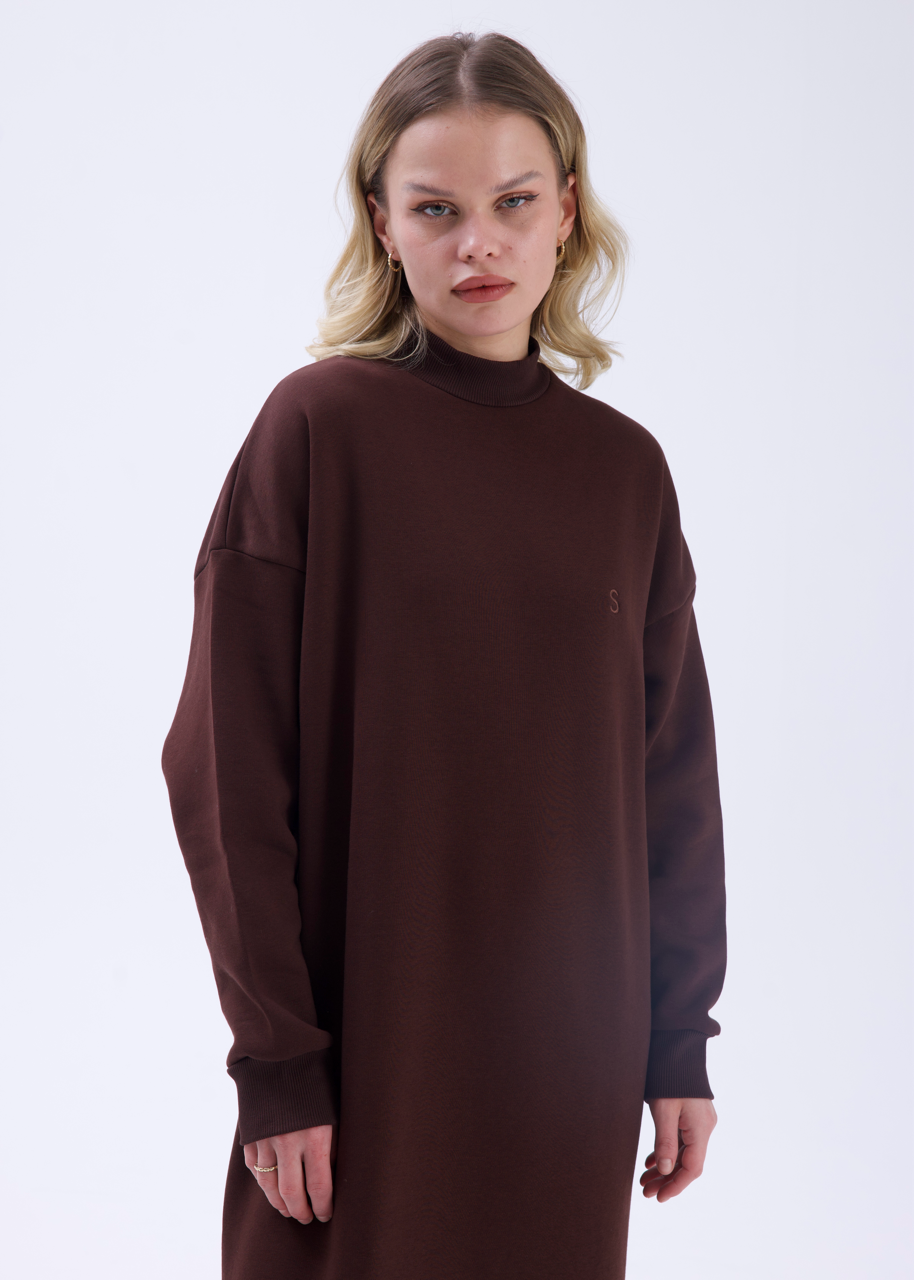 Comfy Sweat Elbise Kahverengi