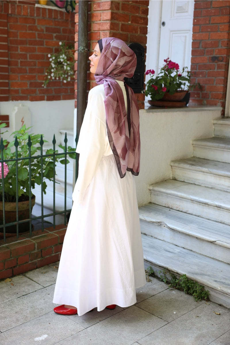 Düz Cepli Poplin Etek-Astarlı 103CM Beyaz