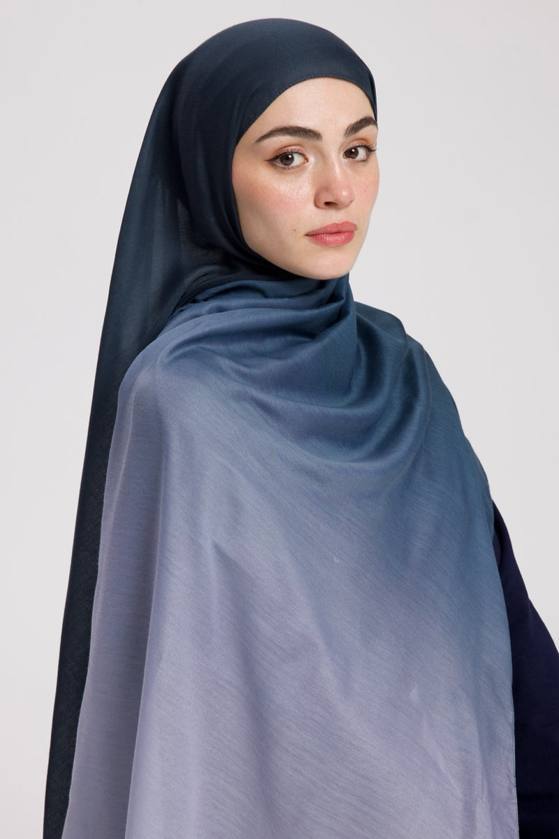 Degrade Soft Bambu Şal Lacivert