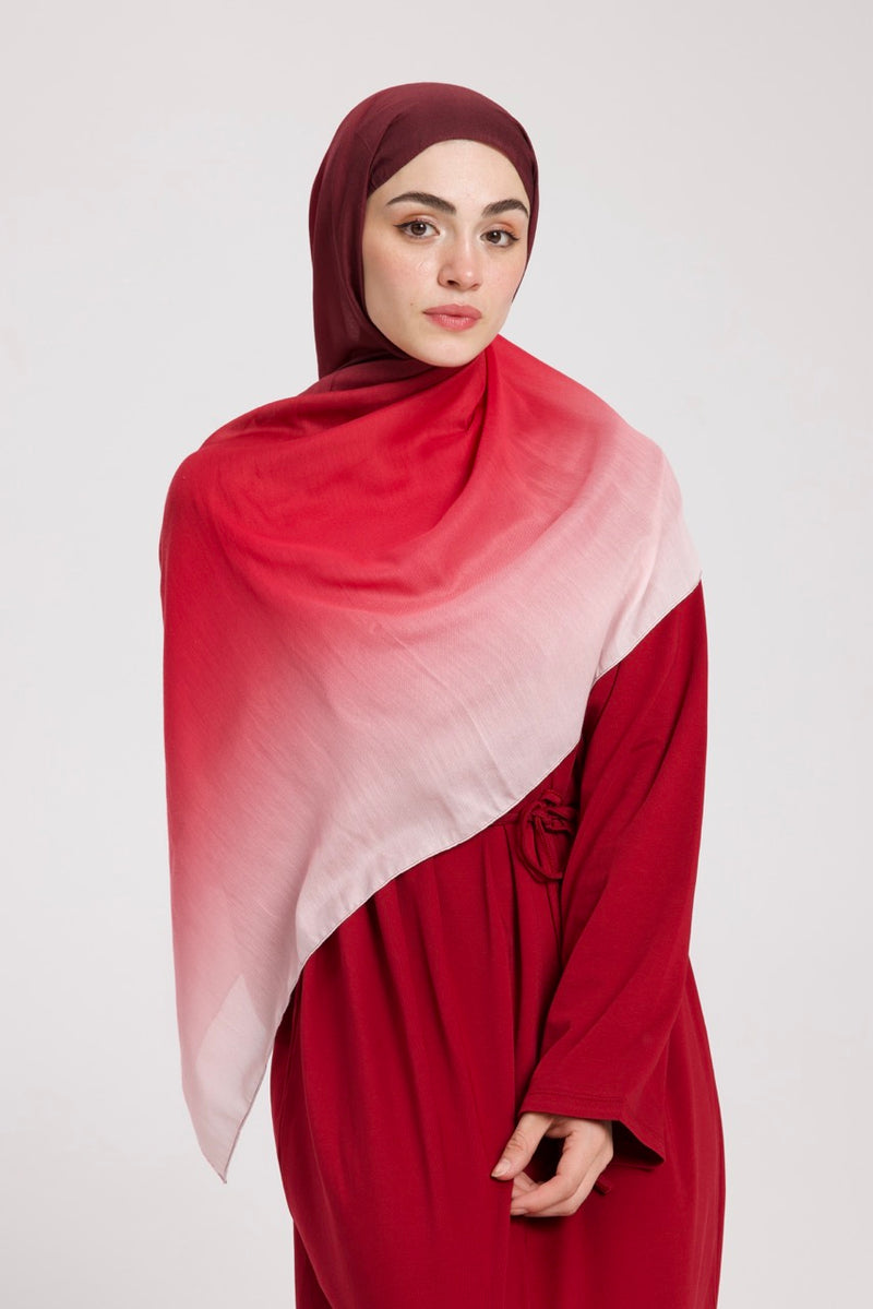 Degrade Soft Bambu Şal Kızıl Bordo