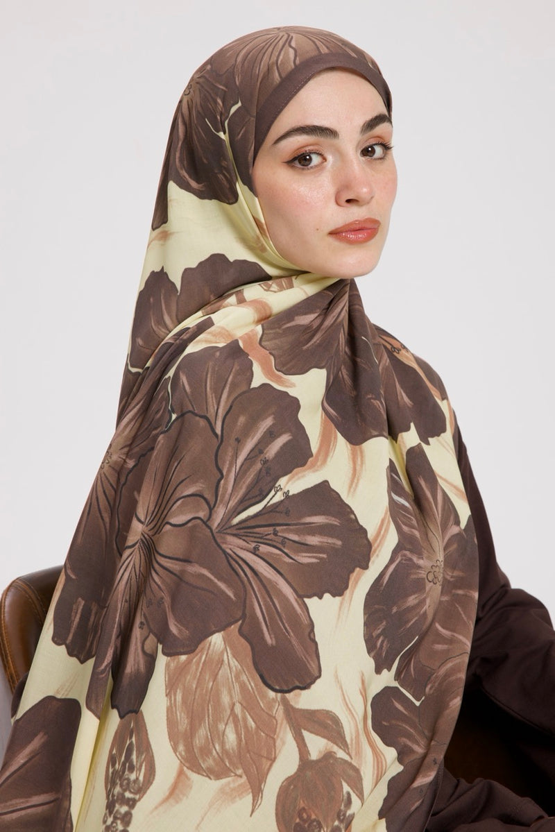 UBÇ Desen Soft Bambu Şal Tereyağı Sarı - Kahve