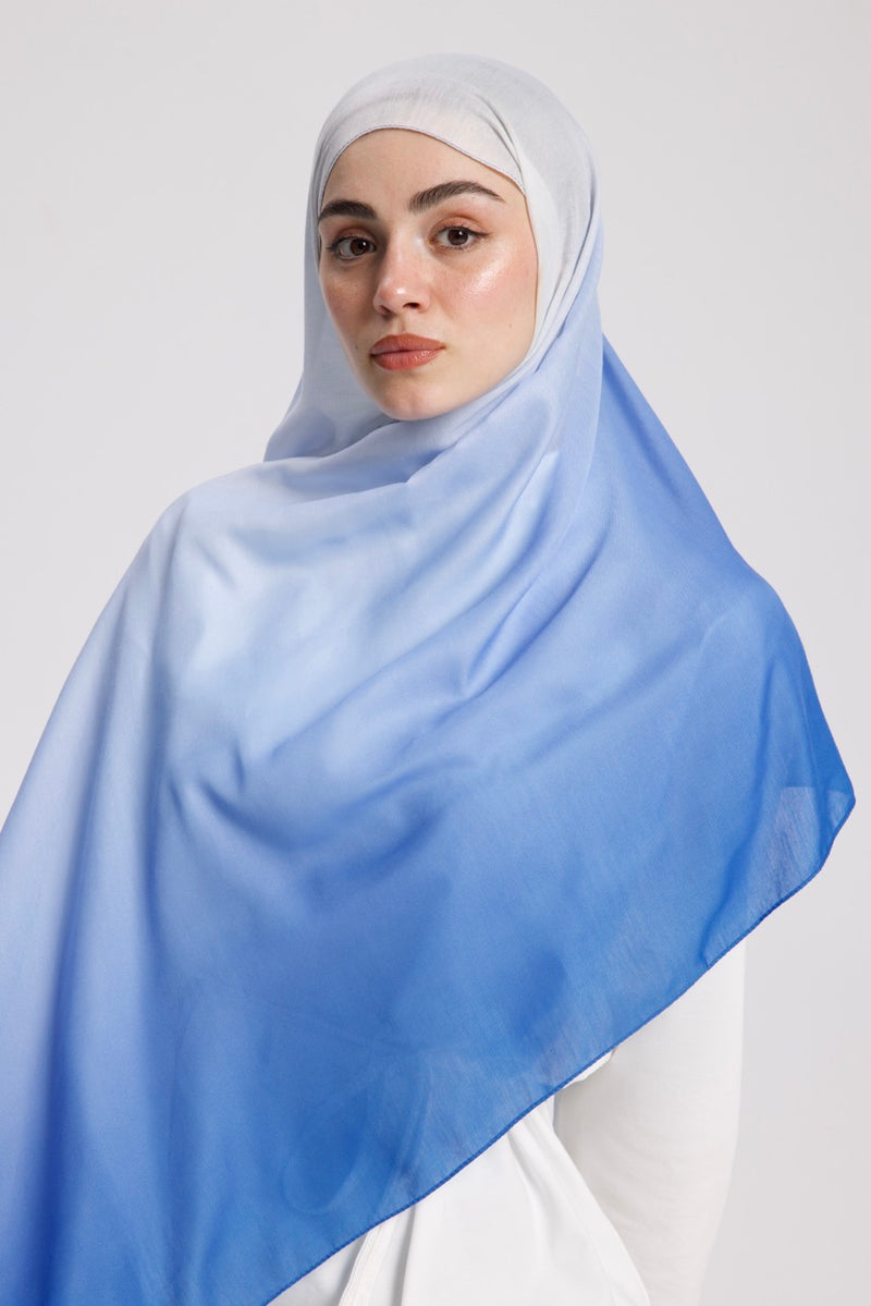 Degrade Soft Bambu Şal Mavi