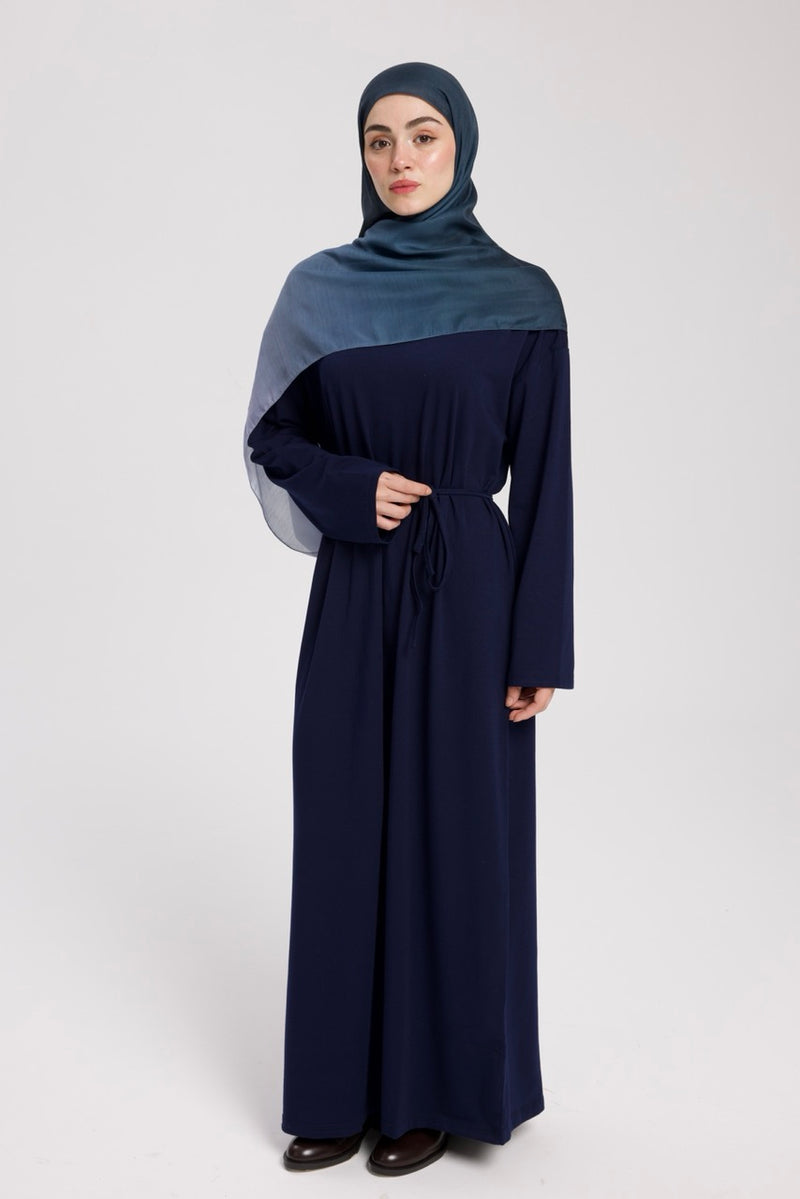 Dik Yaka 140 CM Elbise Lacivert