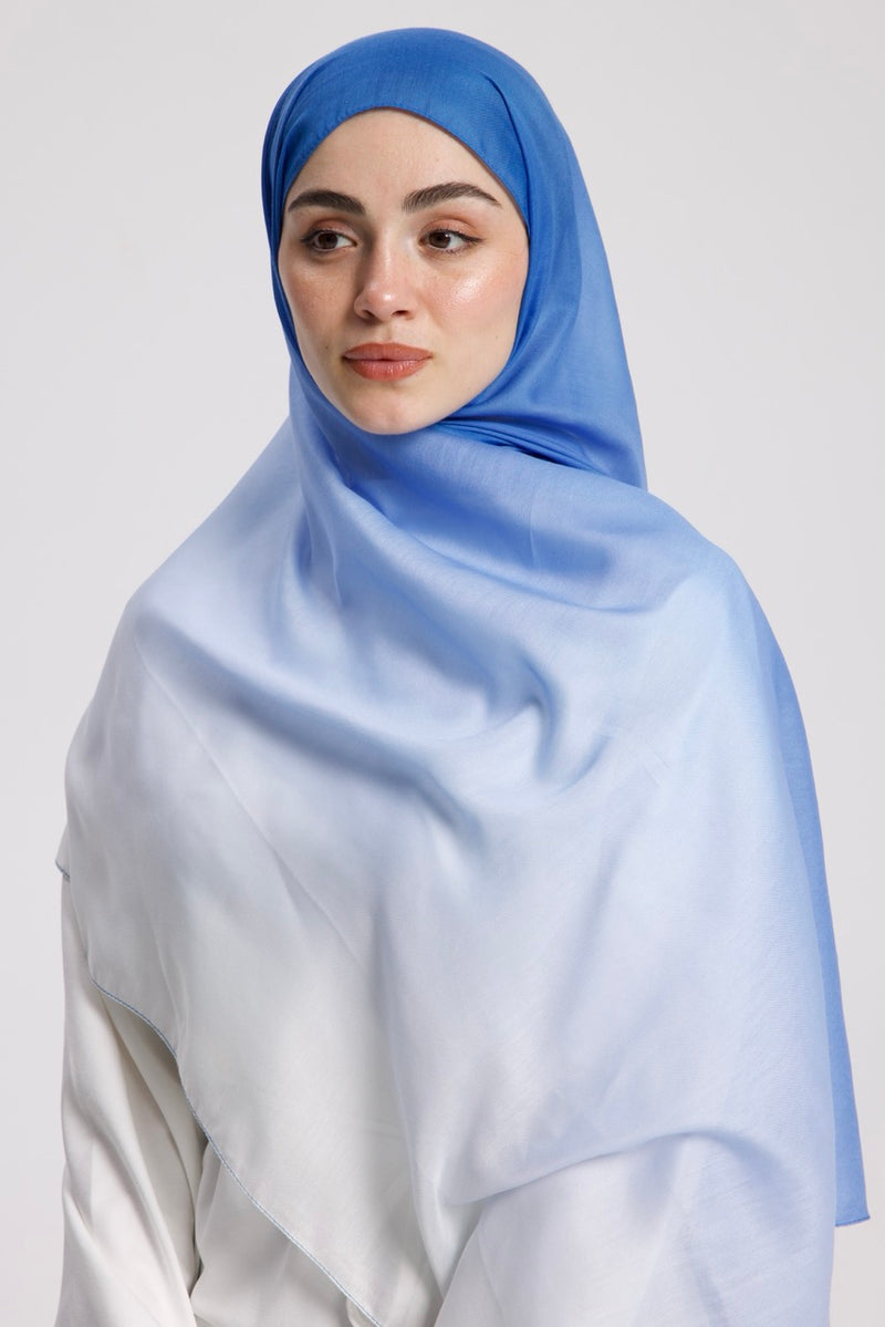 Degrade Soft Bambu Şal Mavi