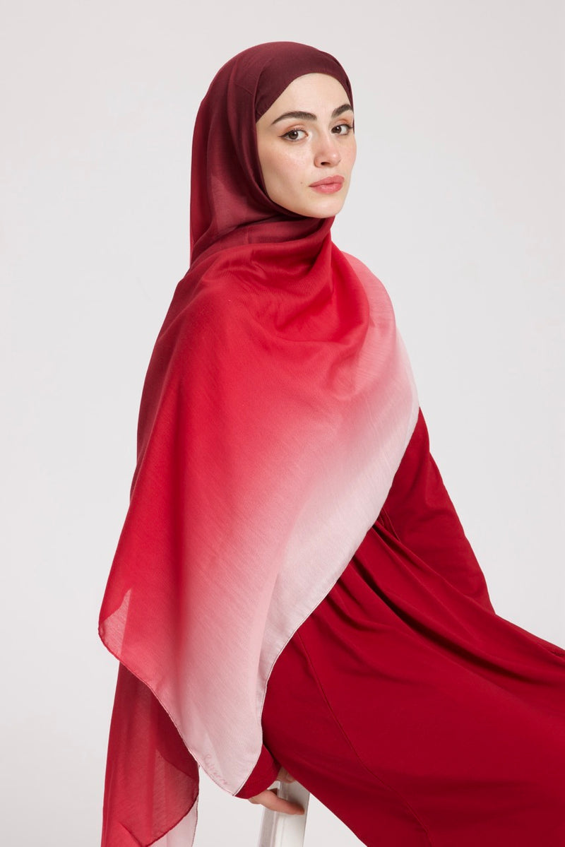 Degrade Soft Bambu Şal Kızıl Bordo