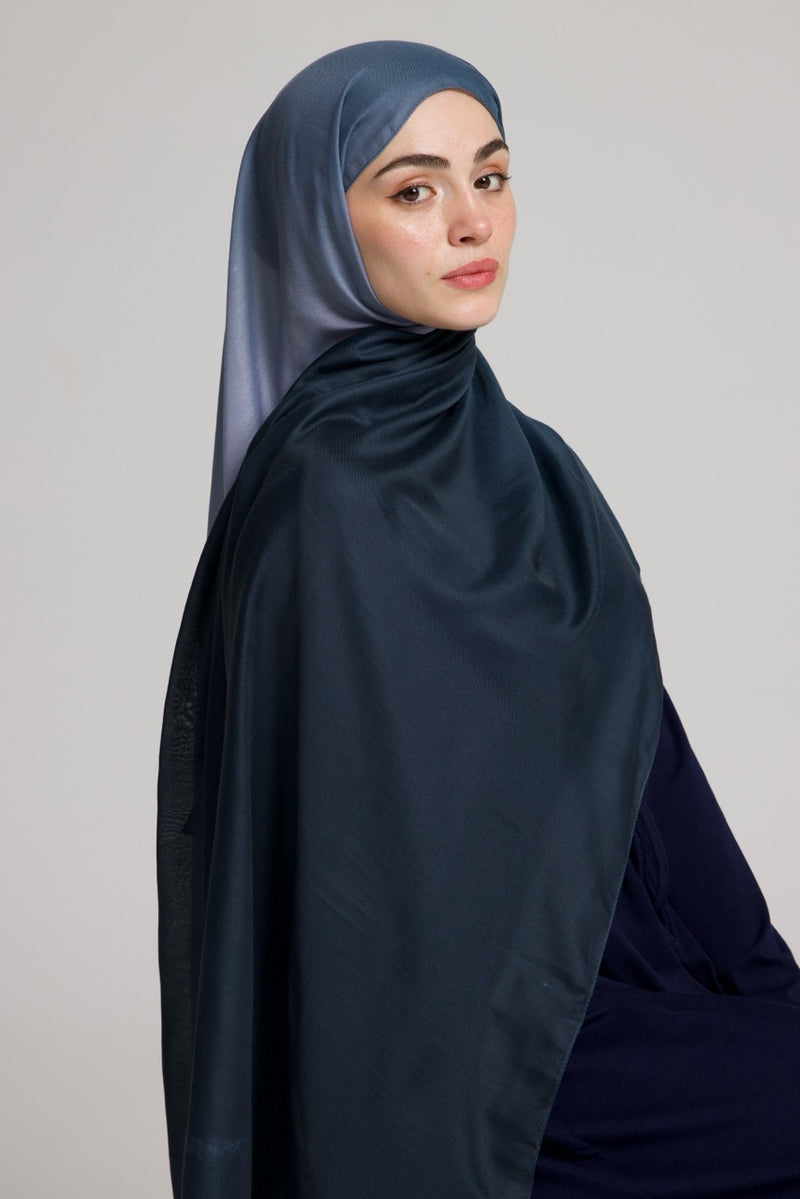 Degrade Soft Bambu Şal Lacivert