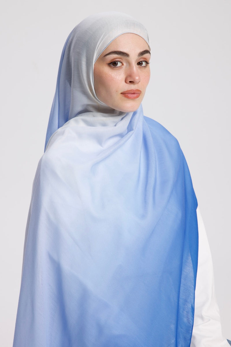 Degrade Soft Bambu Şal Mavi