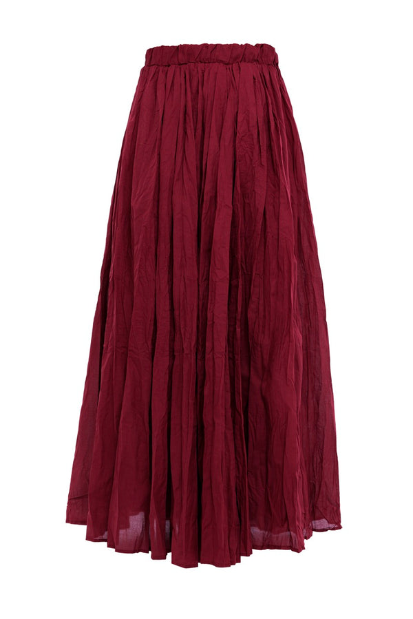 Crush Vual Maxi Etek - Astarlı - 100CM Bordo