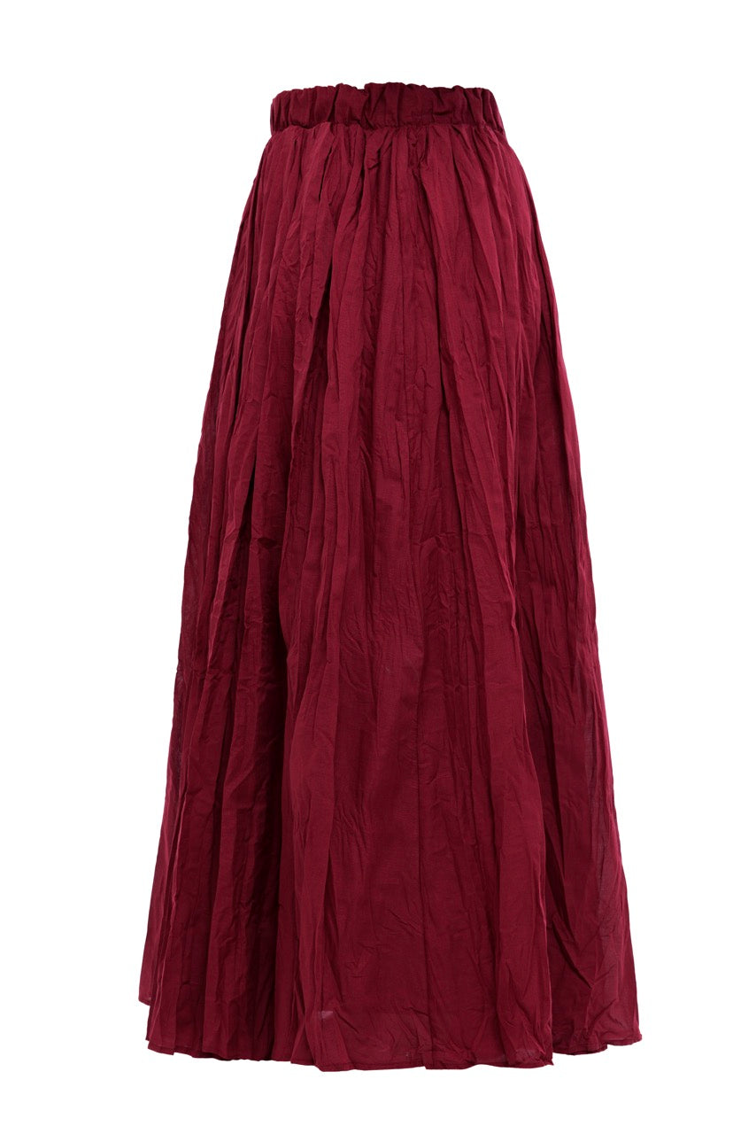 Crush Vual Maxi Etek - Astarlı - 100CM Bordo