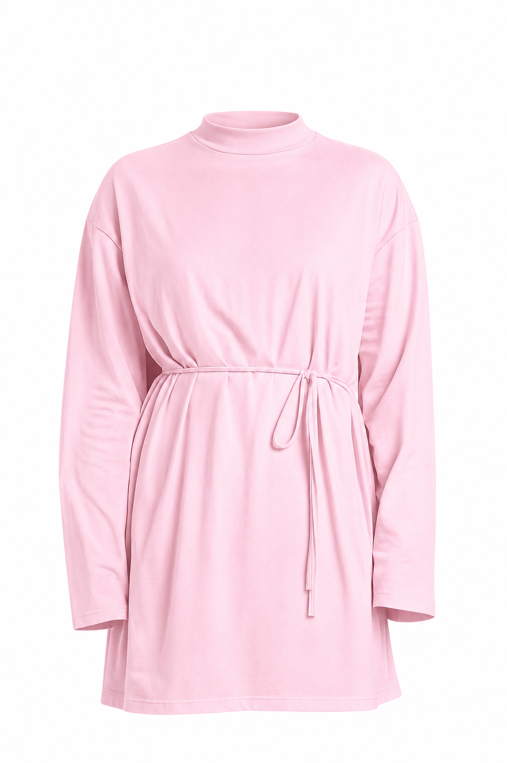 Dik Yaka 85 CM Tunik Pembe