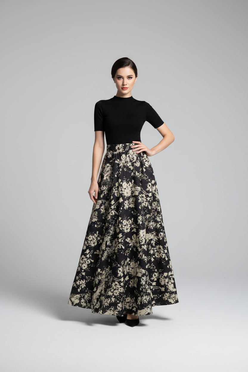 Vintage Flora Etek Siyah